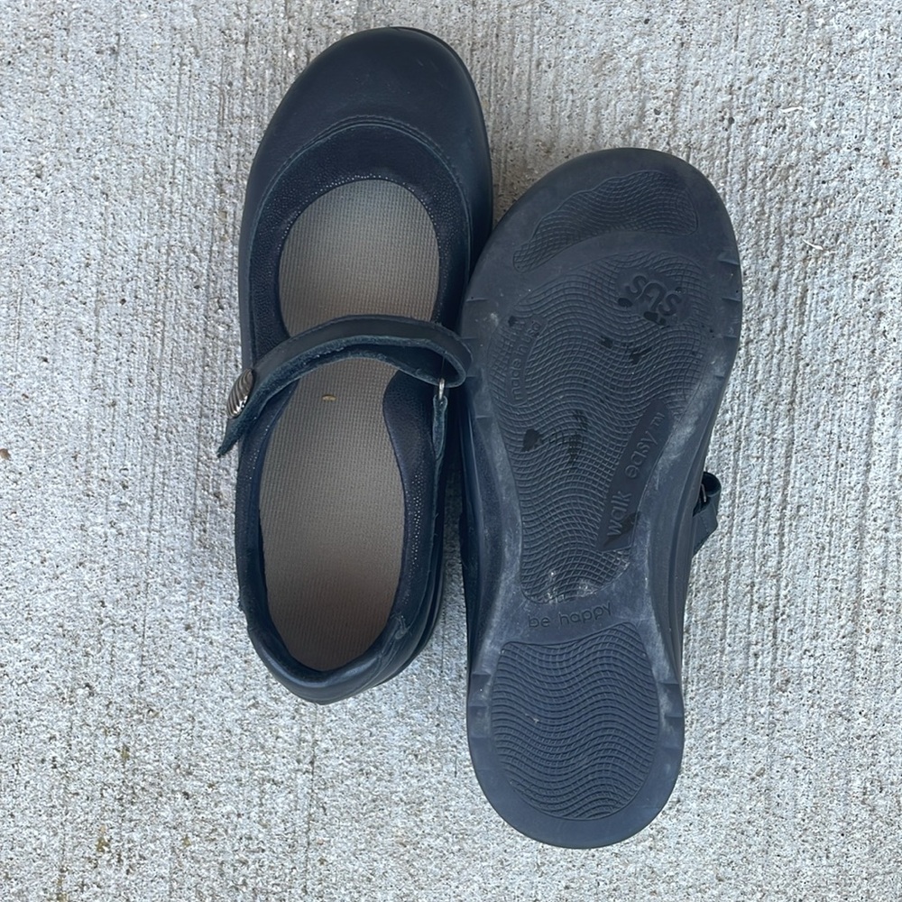 SAS Step Out Tripad Comfort Black Leather Mary Jane Flat Shoes Women's Size 7 WW - Picture 6 of 6